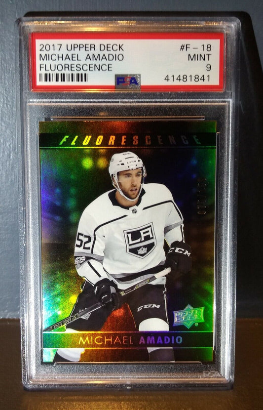 Michael Amadio 2017 Upper Deck Fluorescence #F-18 Hockey Card PSA 9 MINT