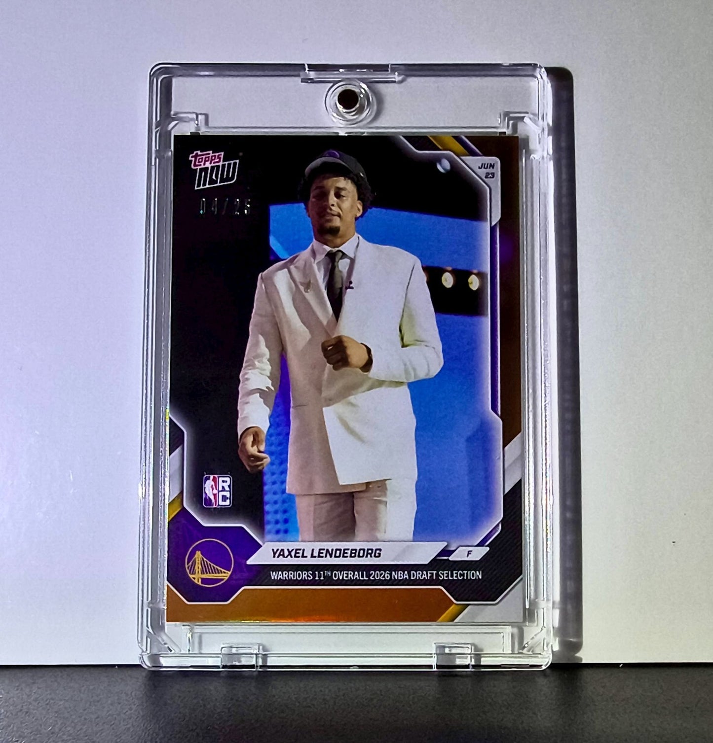 Yaxel Lendeborg Rookie 2026-27 Topps NBA Draft Orange Foil 04/25 Card Warriors