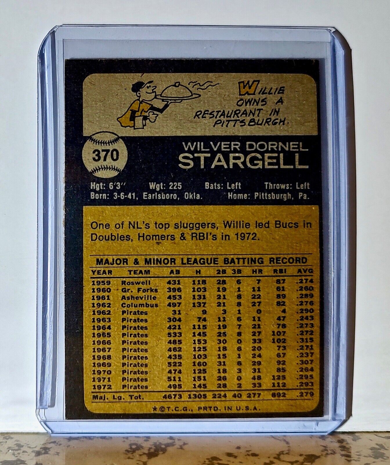 Willie Stargell 1973 Topps MLB #370 Baseball Card Pittsburgh Pirates