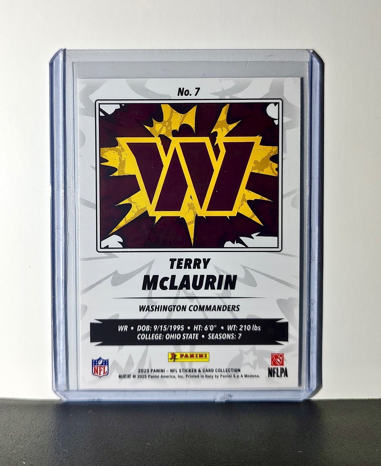 Terry McLaurin 2025 Panini NFL #7 Sticker Card Washington Commanders