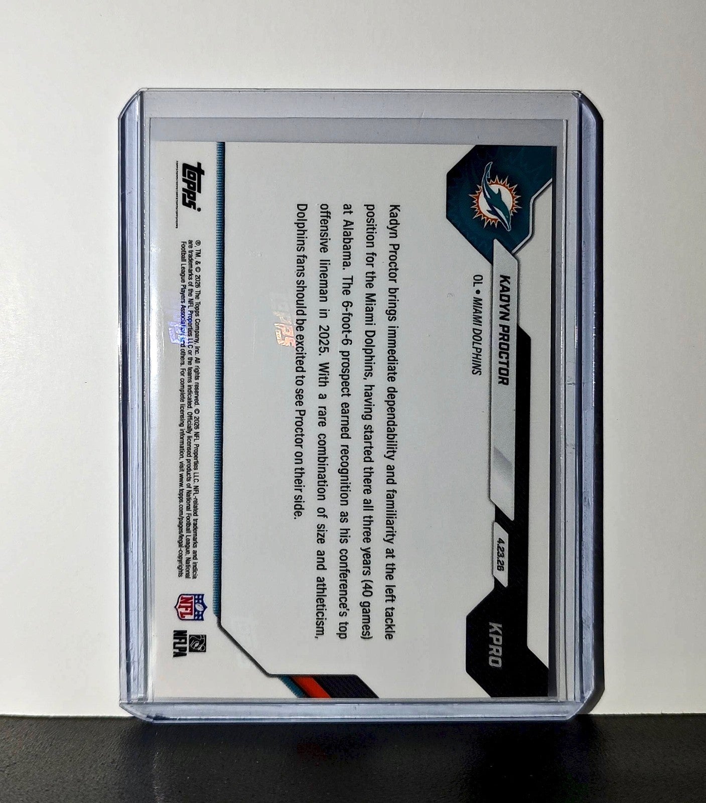 Kadyn Proctor Rookie 2026 Topps Now Draft Night #KPRO Card Miami Dolphins