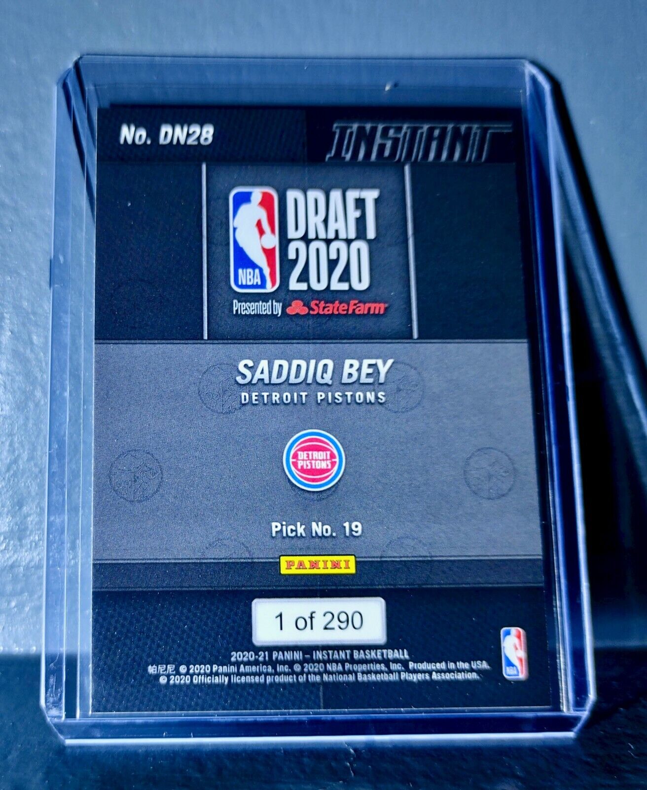 Saddiq Bey 2020-21 Panini NBA Draft Night #28 Basketball Rookie Card 1 of 290