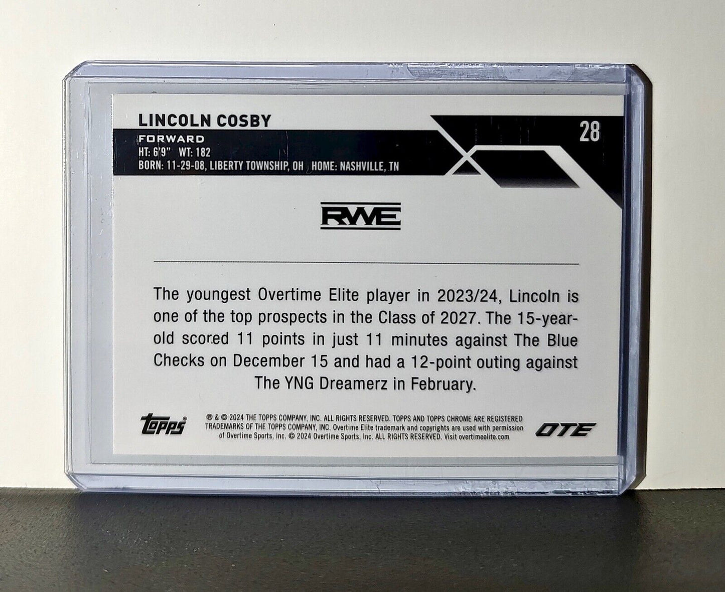 Lincoln Cosby Rookie Card 2023-24 Topps Chrome Overtime #28 RWE