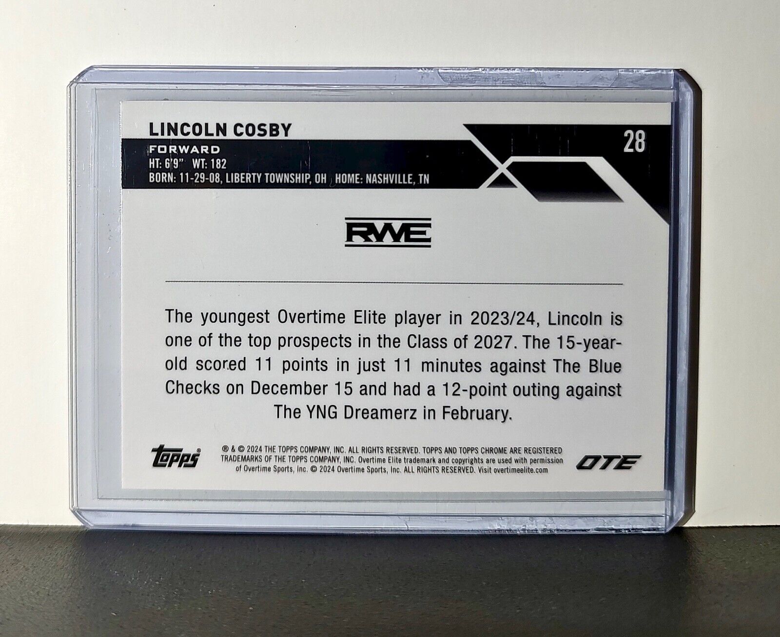 Lincoln Cosby Rookie Card 2023-24 Topps Chrome Overtime #28 RWE