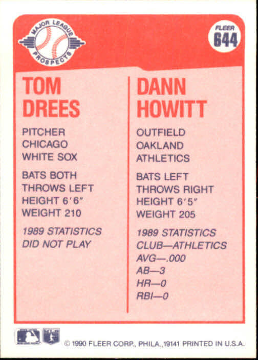 1990 Tom Drees / Dann Howitt Fleer Baseball Card #644