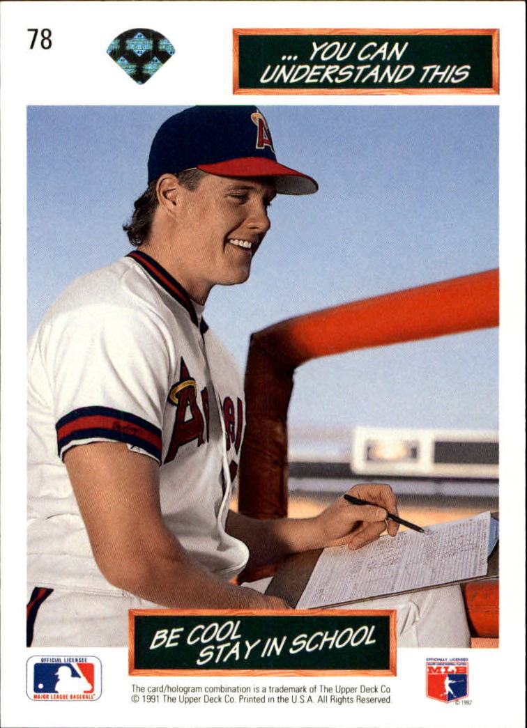Jim Abbott 1992 Upper Deck MLB #78 Baseball Card California Angels