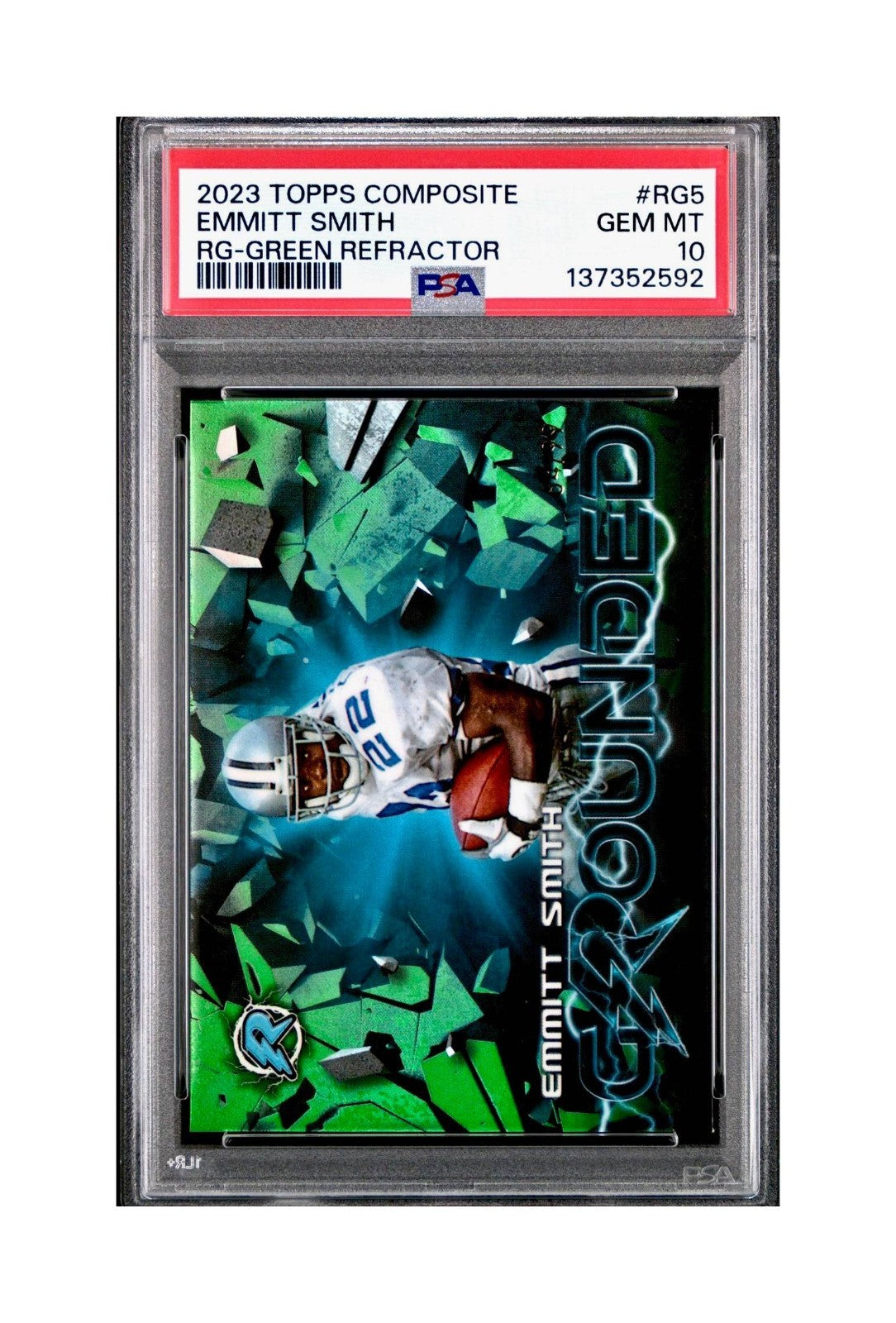 Emmitt Smith 2023 Topps Resurgence Grounded 64/99 #RG-5 Green Refractor PSA 10