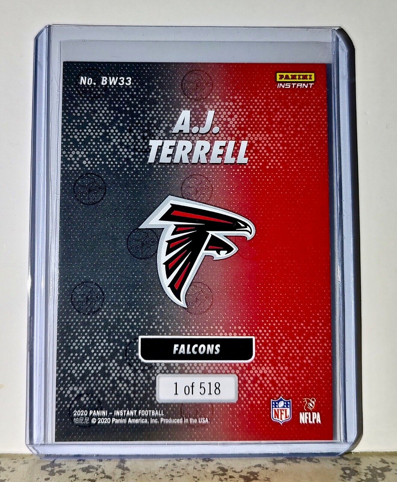 AJ Terrell 2020 Panini NFL #33 Black and White Rookies Card Falcons 1 of 518