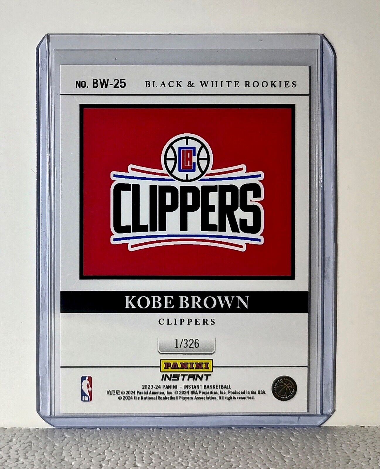 Kobe Brown 2023-24 Panini NBA #25 Black and White Rookies Card 1/326