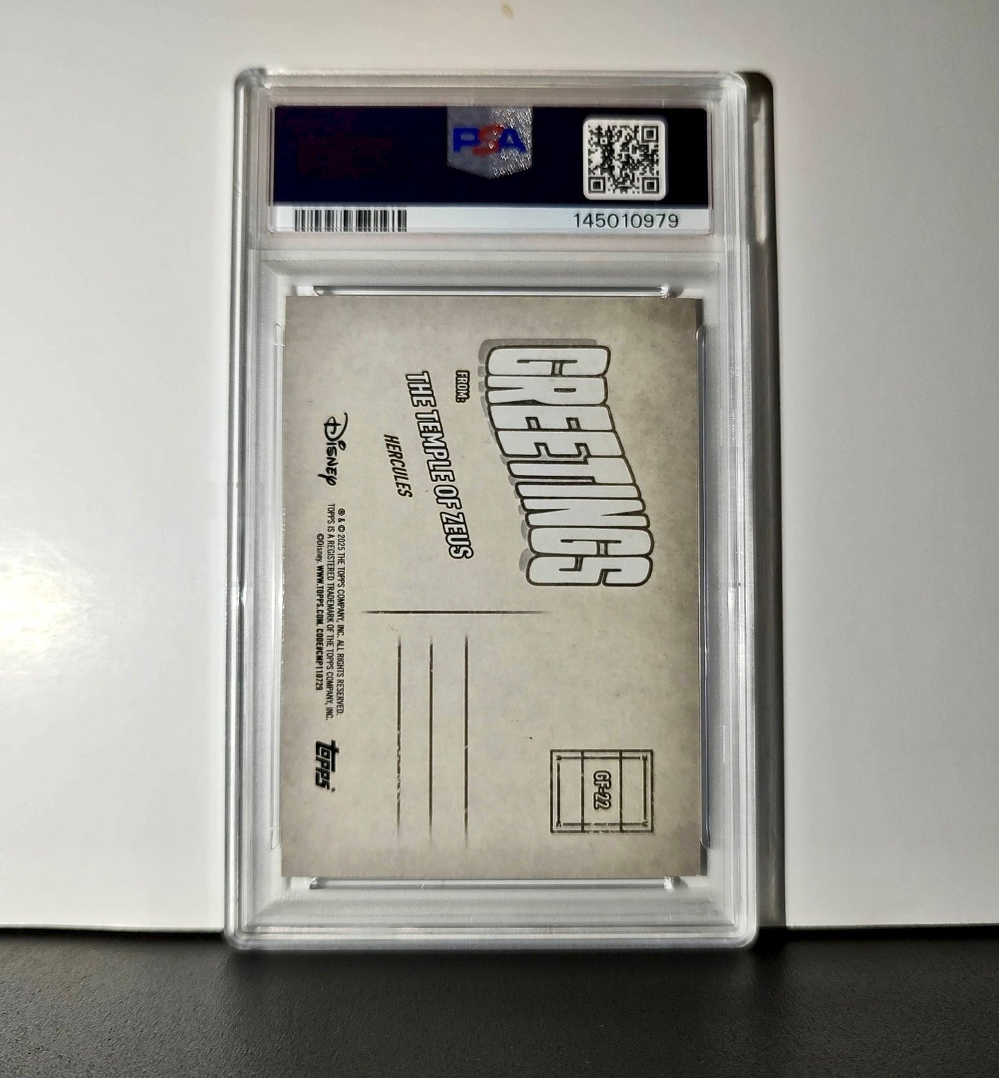 The Temple of Zeus 2025 Topps Disney #GF-22 Greetings From Card Hercules PSA 6