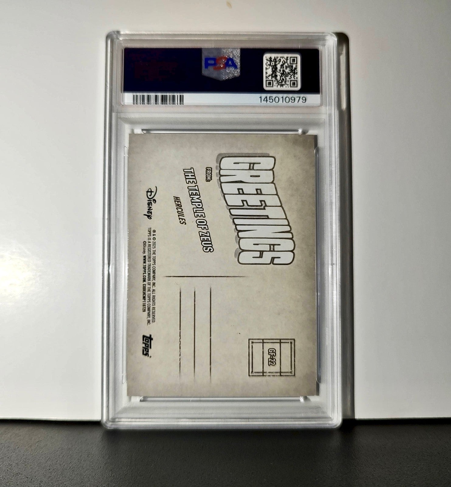 The Temple of Zeus 2025 Topps Disney #GF-22 Greetings From Card Hercules PSA 6