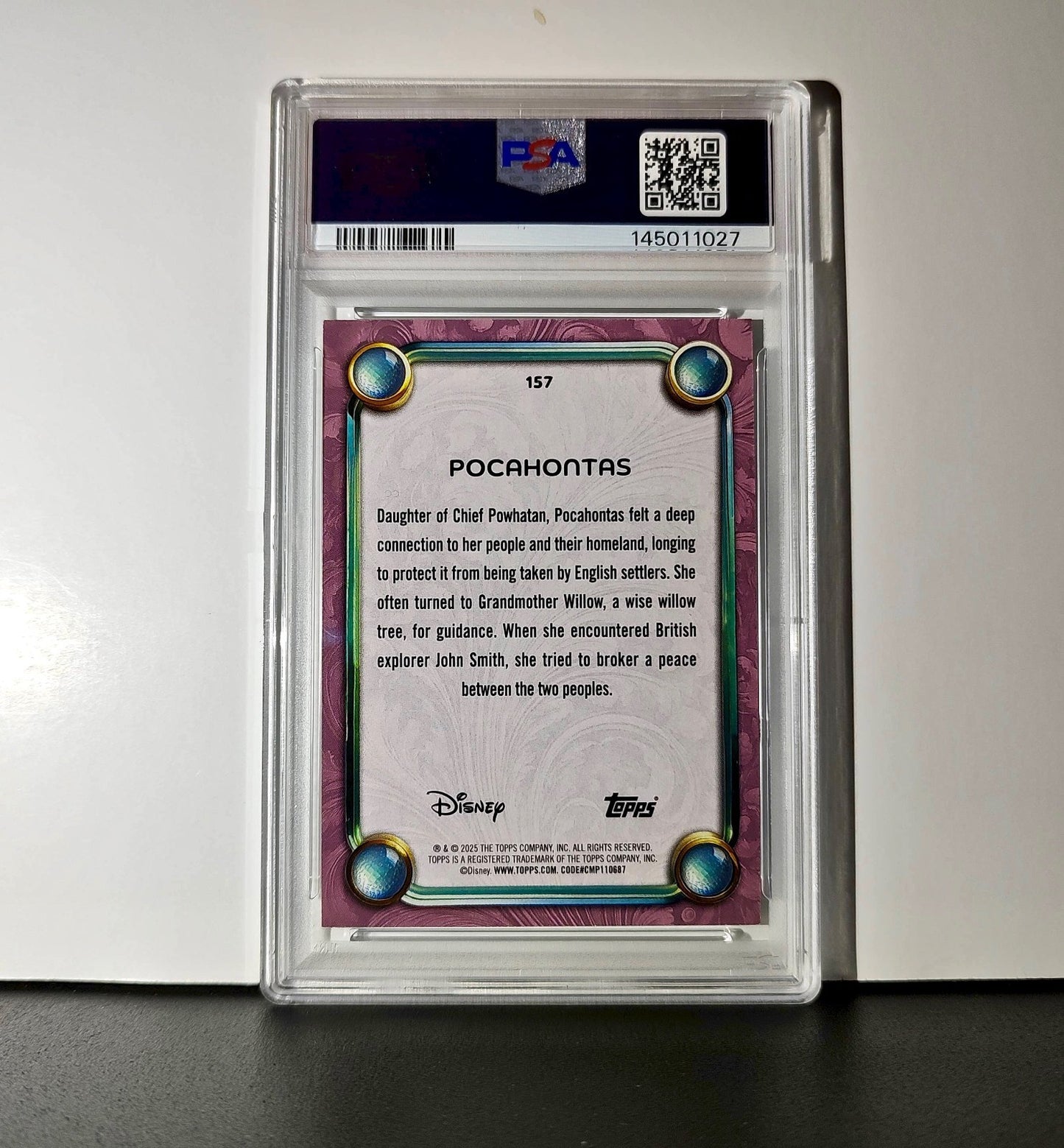 Pocahontas 2025 Topps Disney Cartoon Princess #157 Card Pocahontas PSA 10