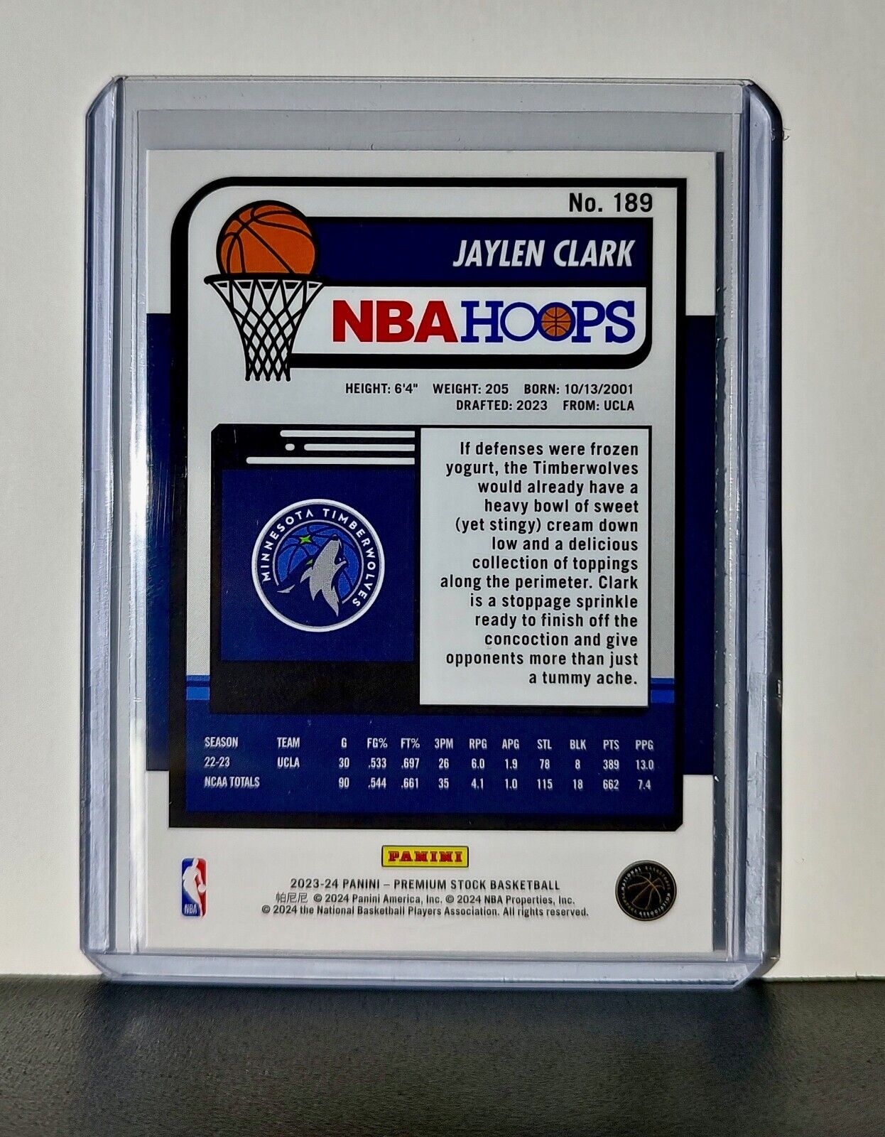 Jaylen Clark 2023-24 Panini Premium Stock NBA Hoops #189 Rookie Timberwolves