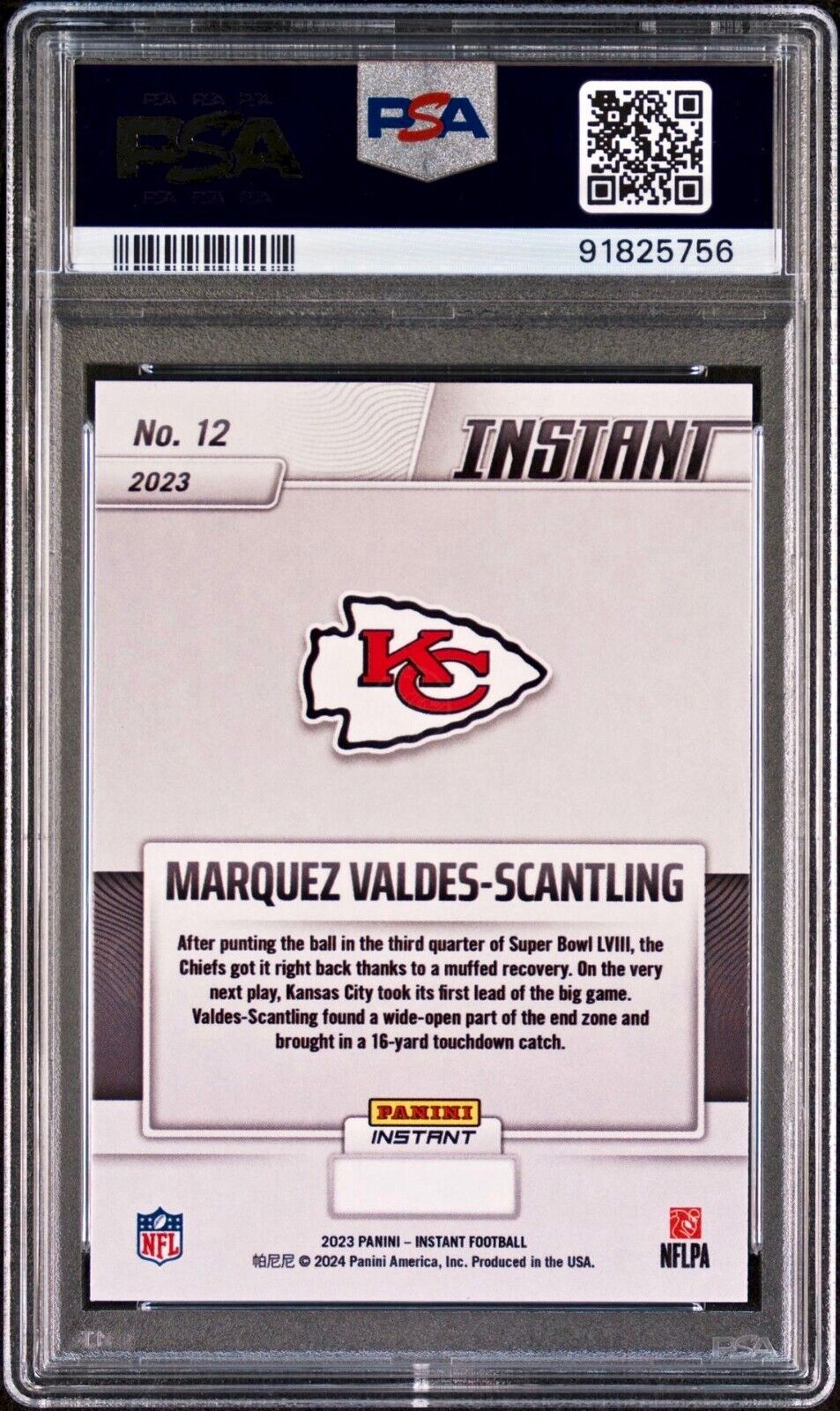 Marquez Valdez-Scantling 2023 Panini NFL Superbowl Champions #12 Card PSA 9 Mint