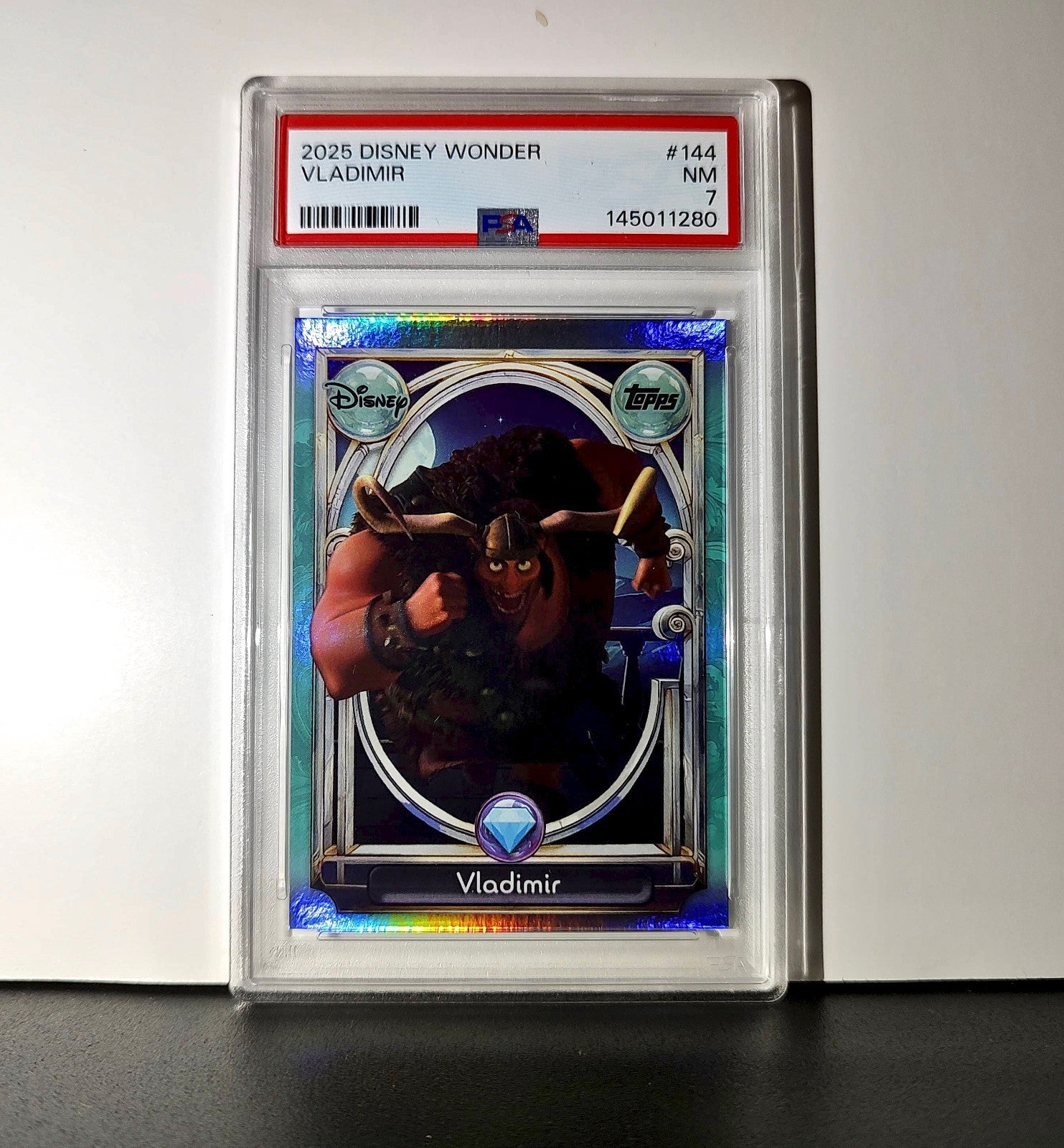 Vladimir 2025 Topps Disney Wonder #144 Diamond Card Tangled PSA 7