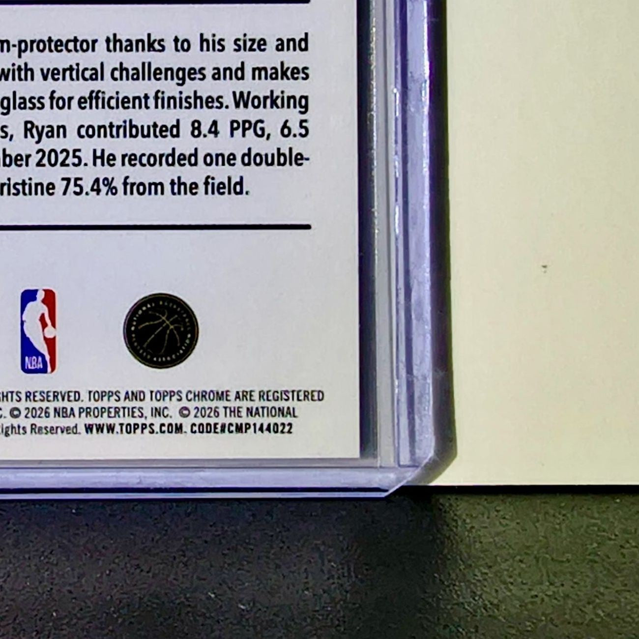 Ryan Kalkbrenner Rookie 2025-26 NBA Topps Chrome Update #184 Card Hornets
