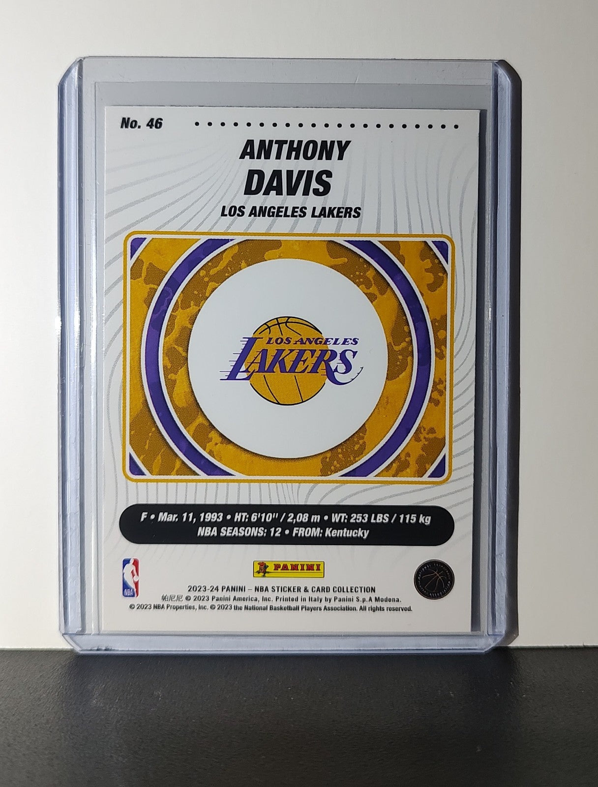 Anthony Davis 2023-24 Panini NBA Sticker Foil Card #46 Los Angeles Lakers