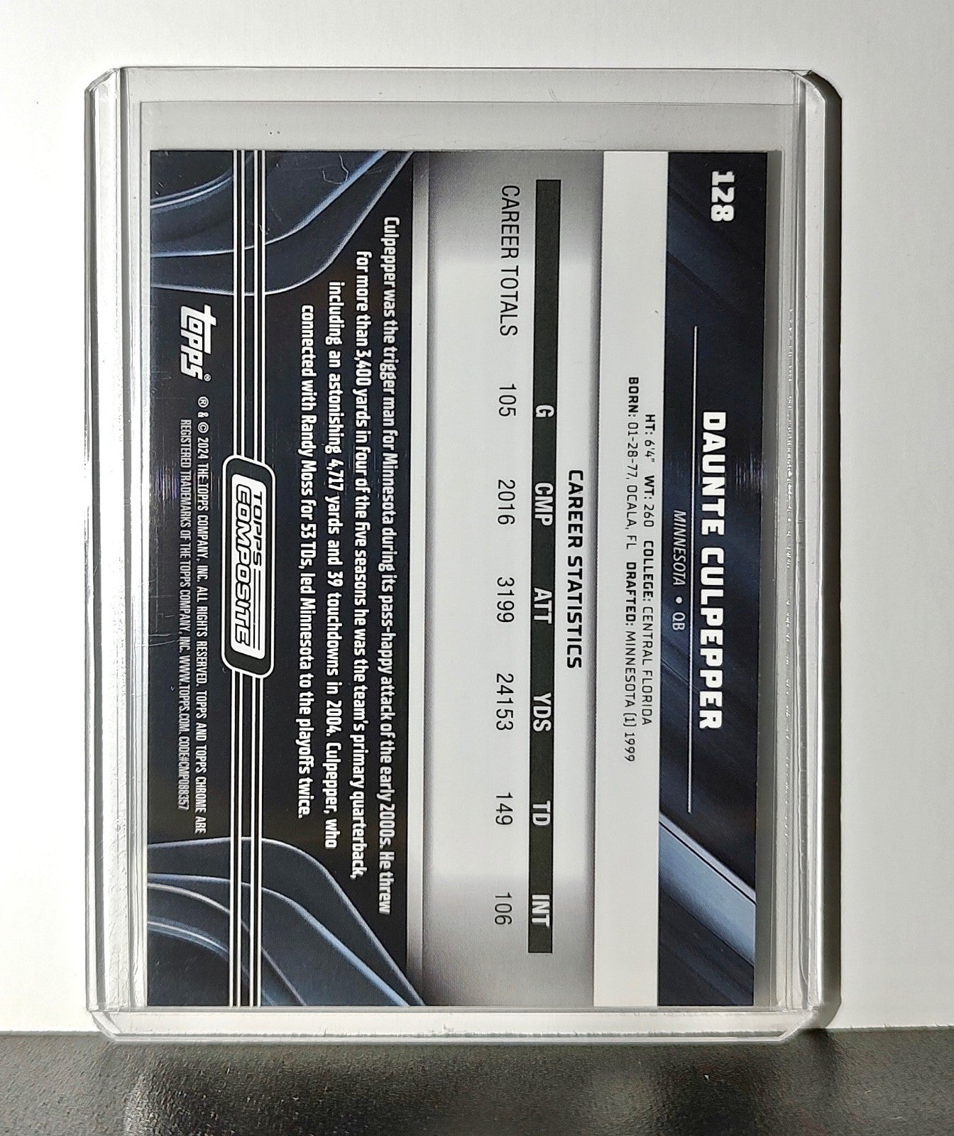 Daunte Culpepper 2023 Topps Chrome Black NFL 128 Football Card Minnesota Vikings