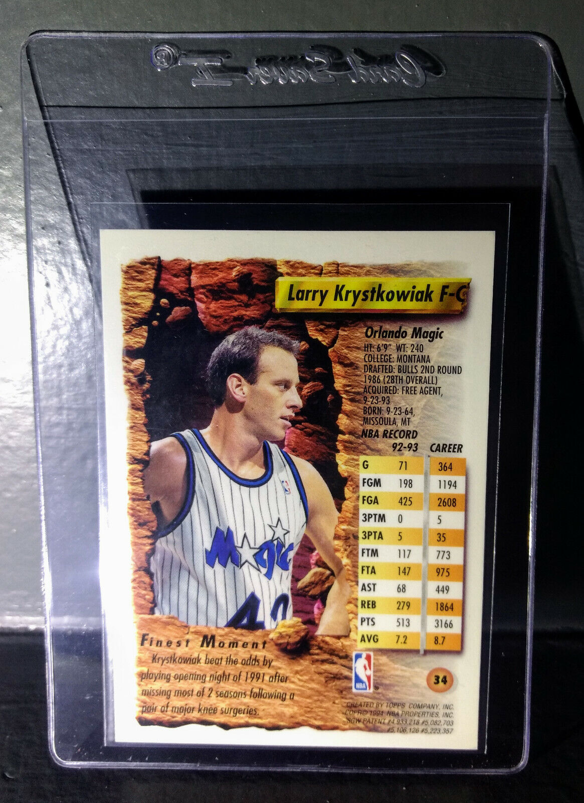 1993-94 Topps Finest Larry Krystkowiak #34 Basketball Card