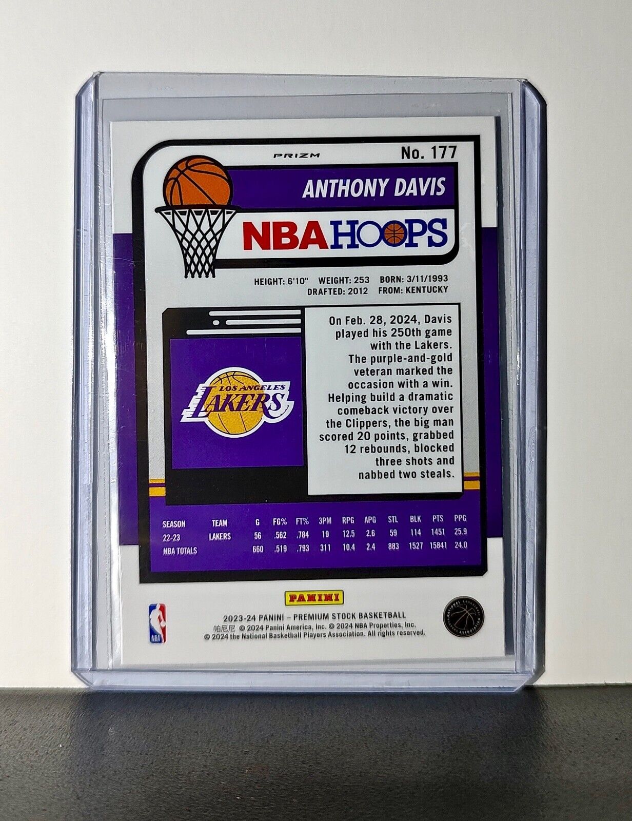 Anthony Davis 2023-24 Panini Premium NBA Hoops #177 Pulsar Prizm Lakers