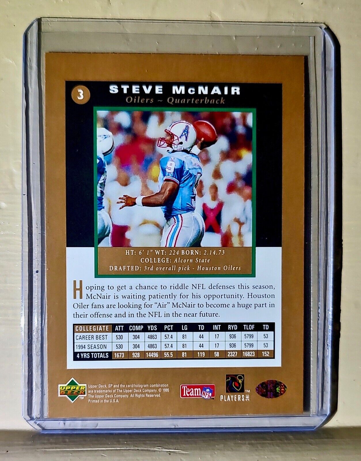 Steve McNair 1995 Upper Deck Premier Prospects #3 NFL Rookie Card Oilers