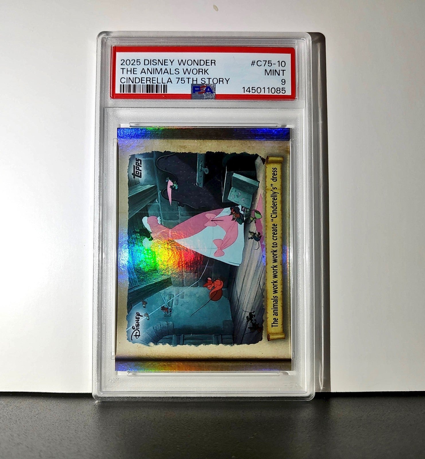 The animals work to create "Cinderelly's" dress 2025 Topps Disney #C75-10 PSA 9