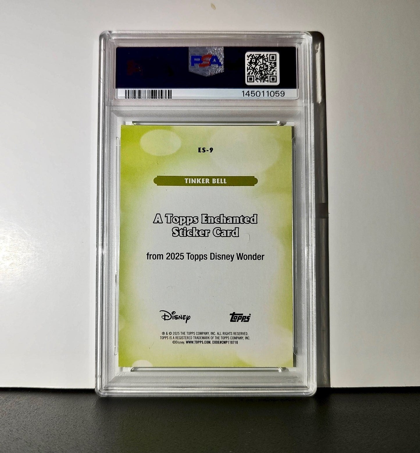 Tinker Bell 2025 Topps Disney #ES-9 Enchanted Sticker Card Peter Pan PSA 9