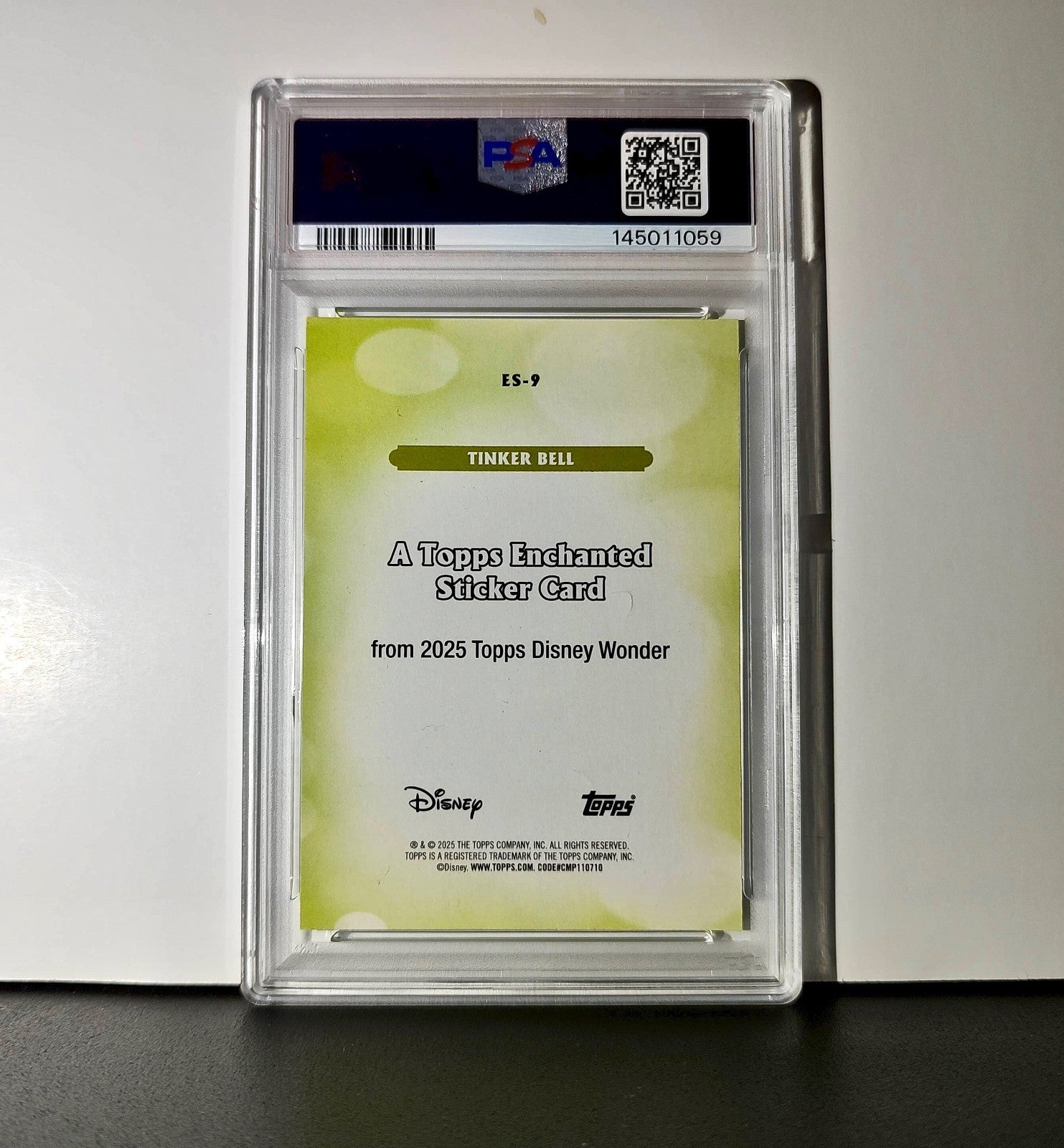 Tinker Bell 2025 Topps Disney #ES-9 Enchanted Sticker Card Peter Pan PSA 9