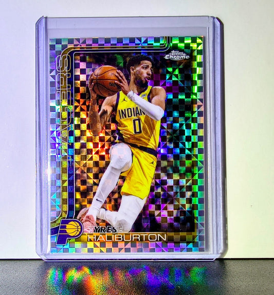 Tyrese Haliburton 2025-26 NBA Topps Chrome Update X-Fractor #18 Card Pacers