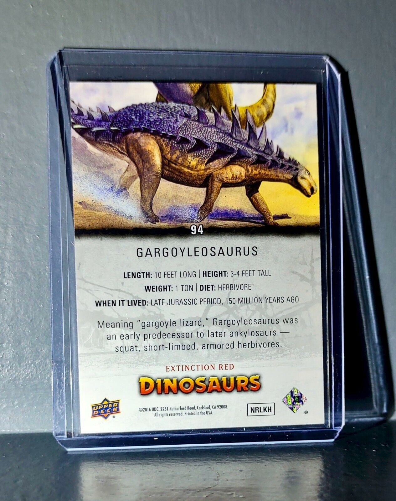 2015 Upper Deck Dinosaurs Gargoyleosaurus Extinction Red Parallel #94 Card