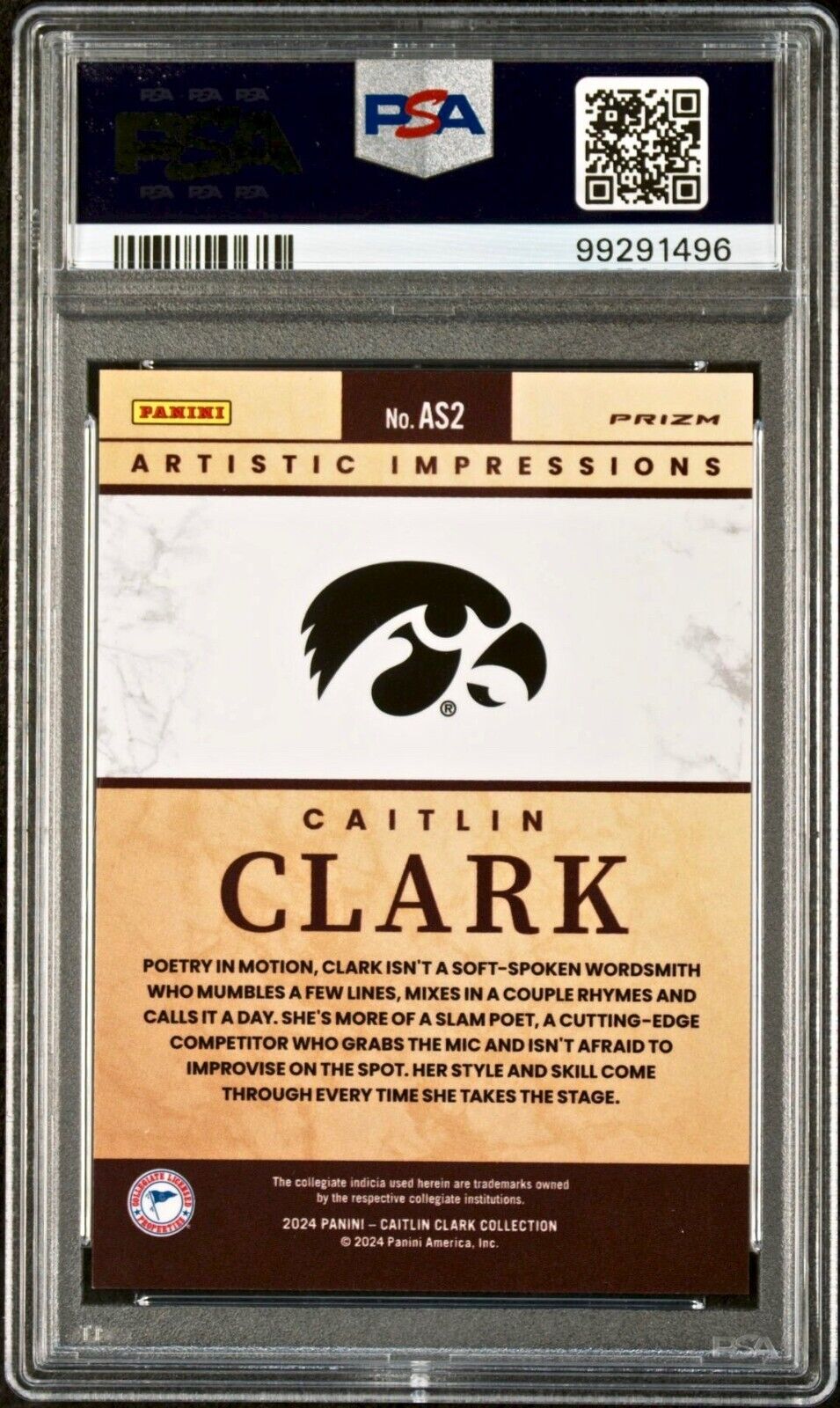 Caitlin Clark 2024 Panini Select Artistic Collections #AS2 Card PSA 10 Gem Mint