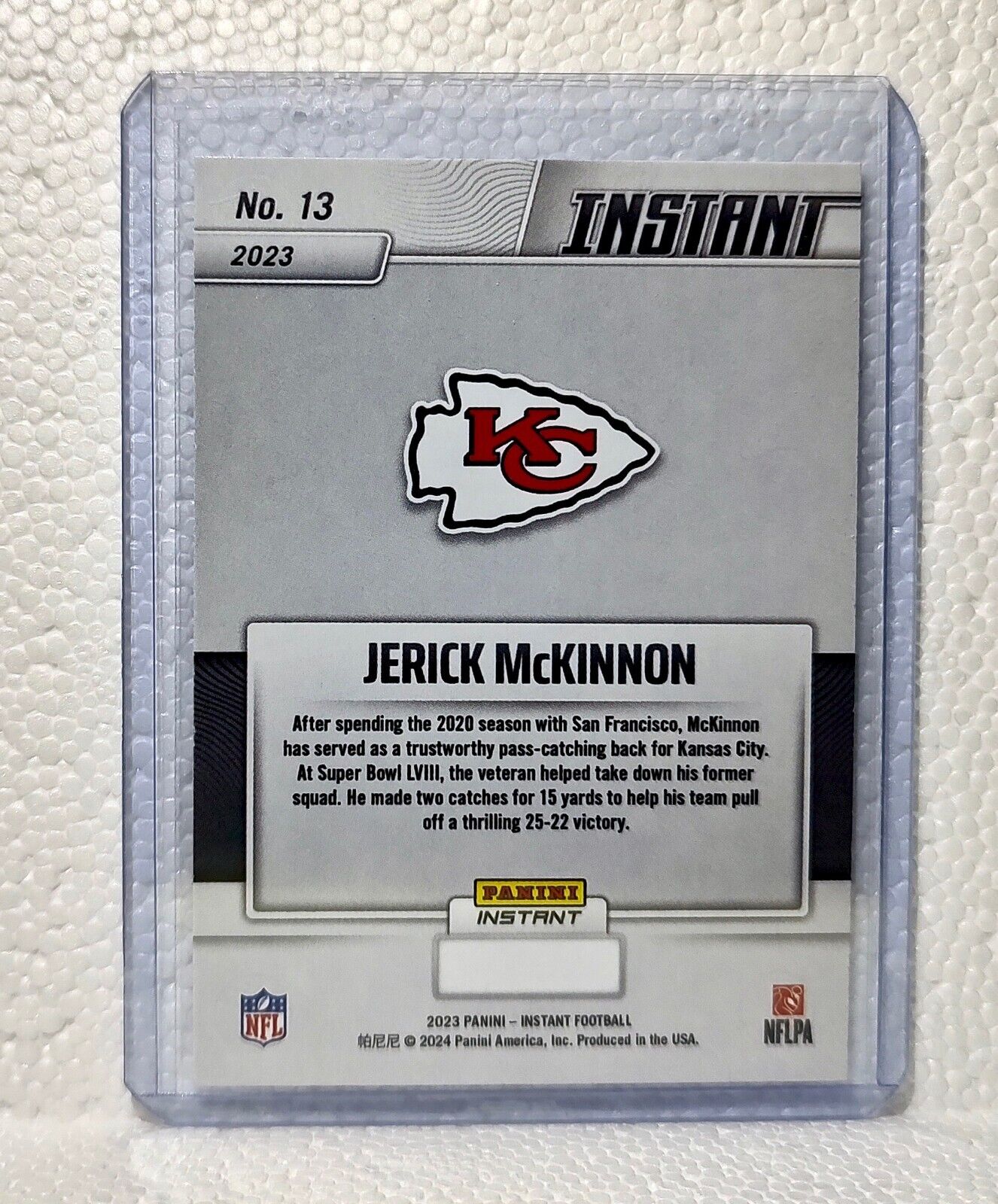 Jerick McKinnon 2023 Panini NFL Superbowl Champions #13 Card Kansas City Chiefs