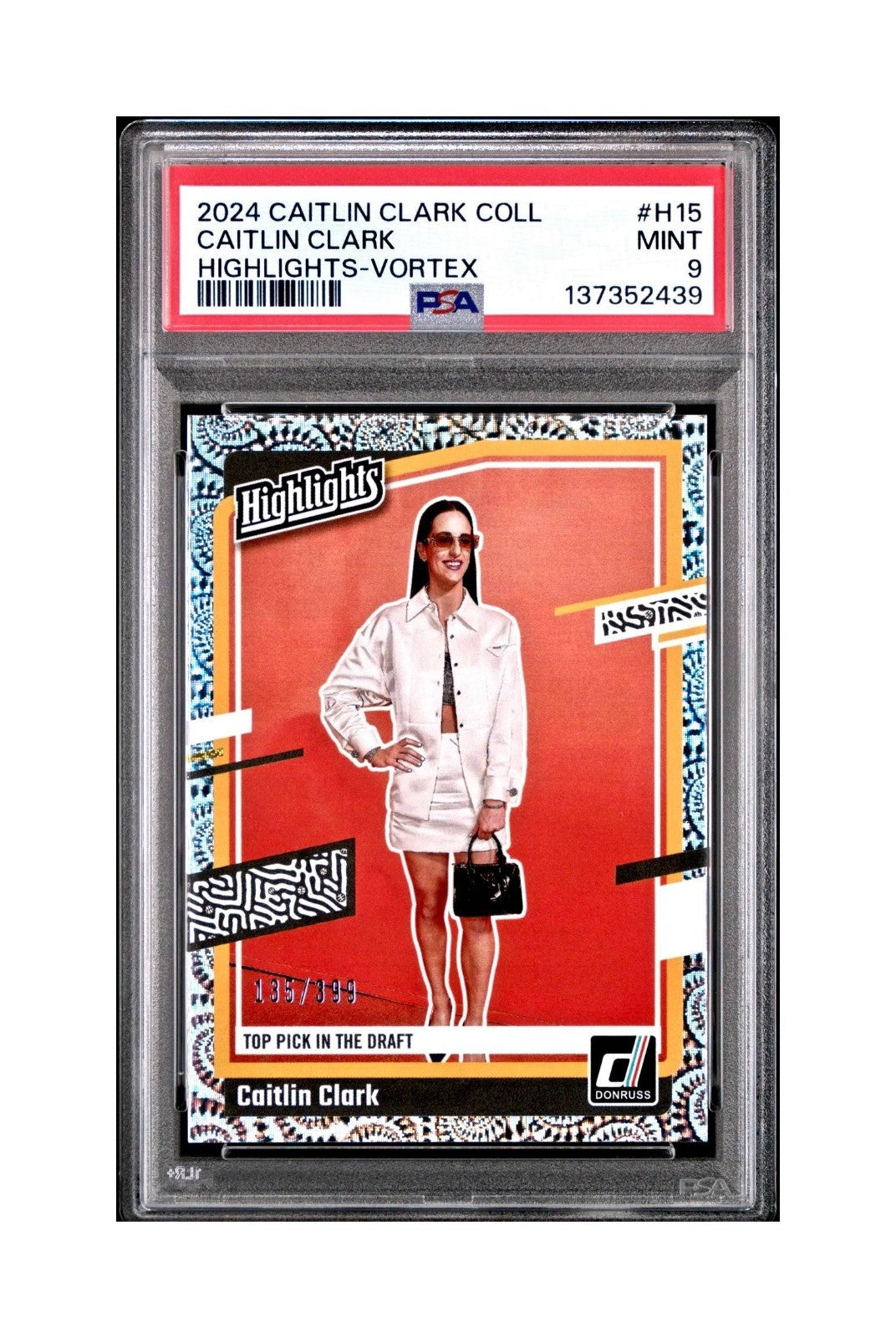 Caitlin Clark Collection 2024 #H15 135/399 Donruss Vortex PSA 9 Mint