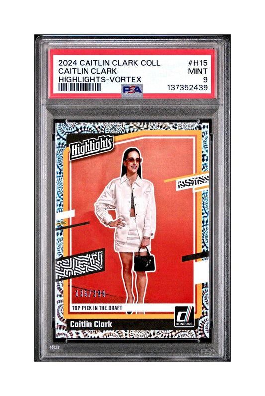 Caitlin Clark Collection 2024 #H15 135/399 Donruss Vortex PSA 9 Mint