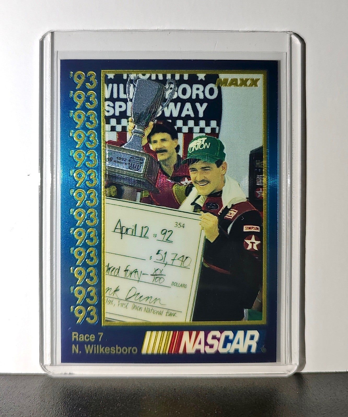 Race 7 North Wilkesboro YR 1993 Maxx Premier Plus Racing #185 NASCAR Card