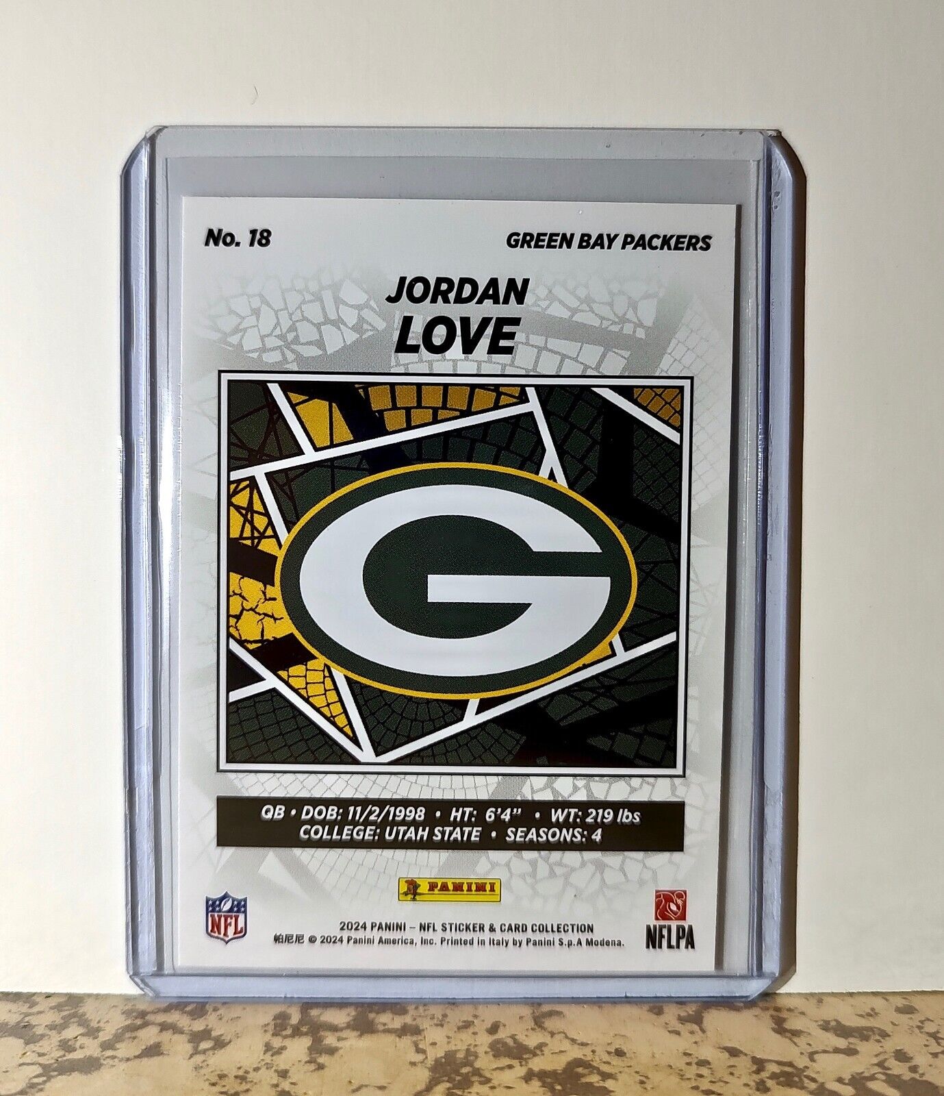 Jordan Love 2024 Panini NFL #18 Sticker Card Green Bay Packers