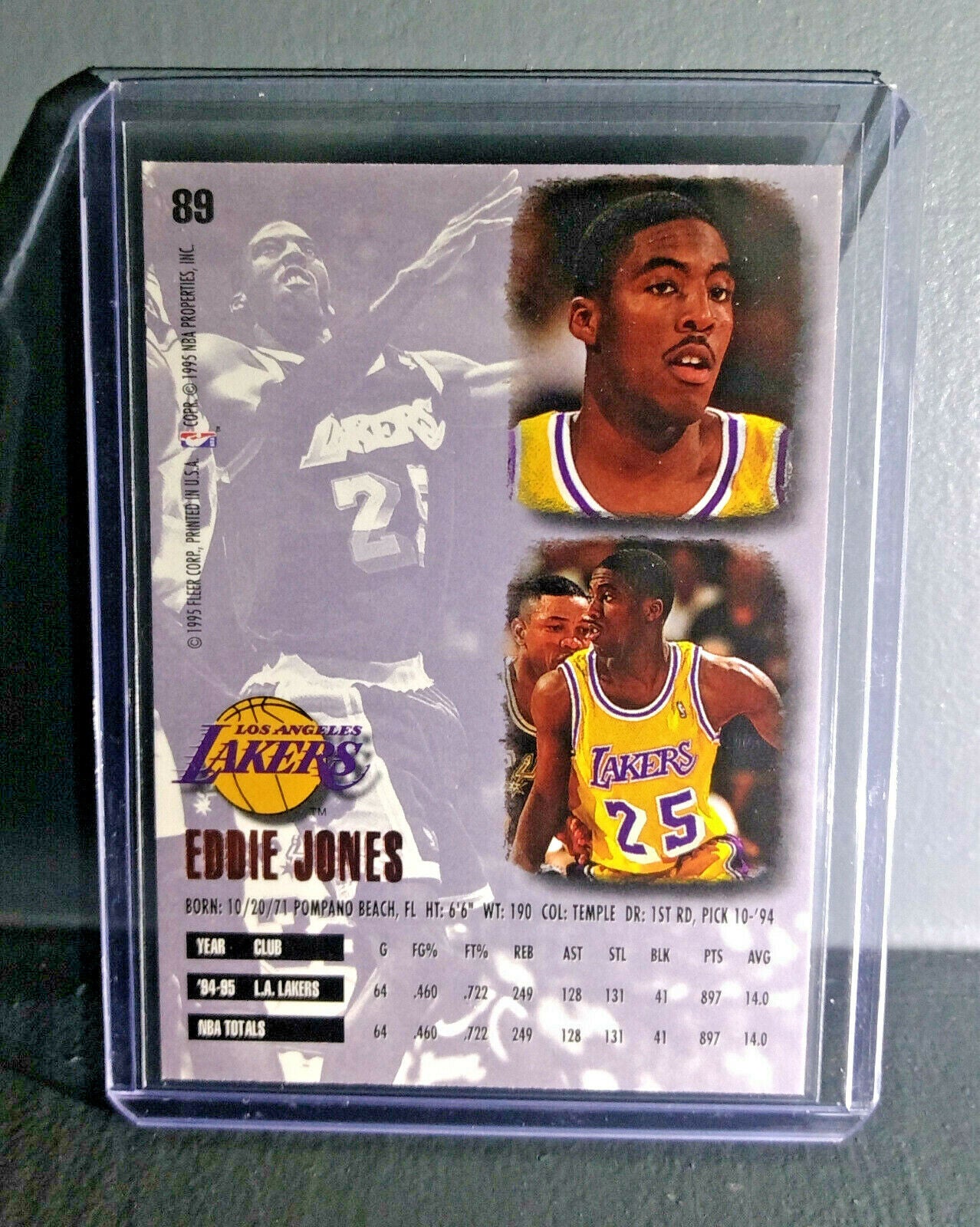 1995-96 Eddie Jones Fleer Ultra #89 Basketball Card