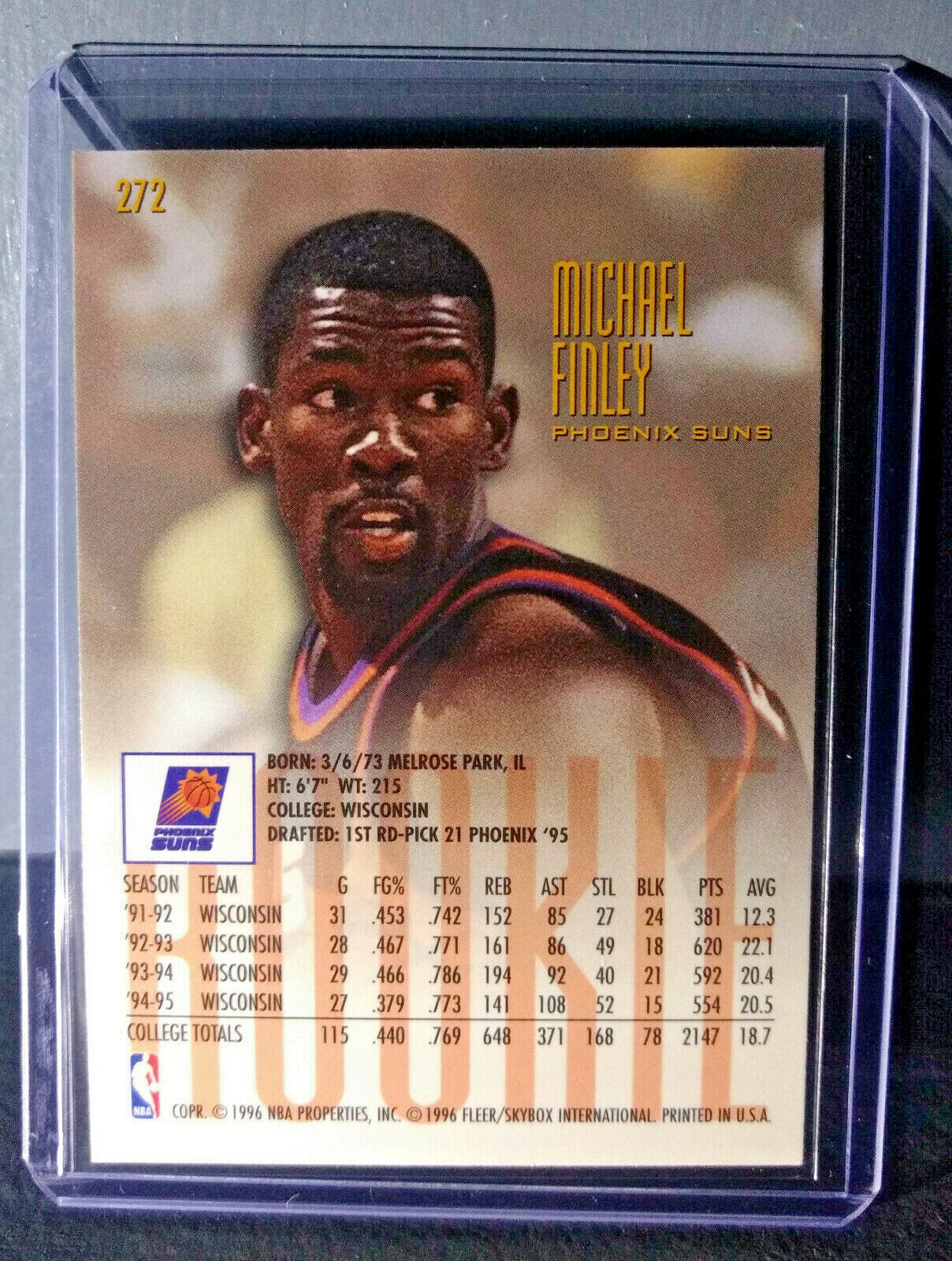 1995-96 Michael Finley Fleer Ultra #272 Rookie Basketball Card