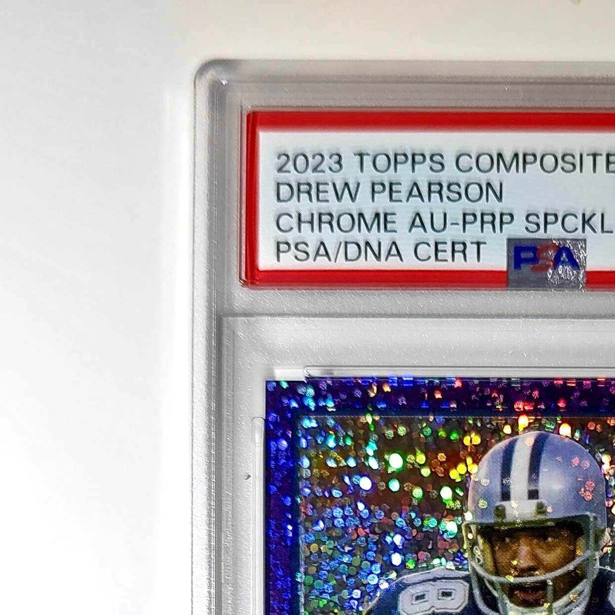 Drew Pearson 2023 Topps #TCA-DPE Chrome Purple Speckle 19/199 PSA 10 Auto 9