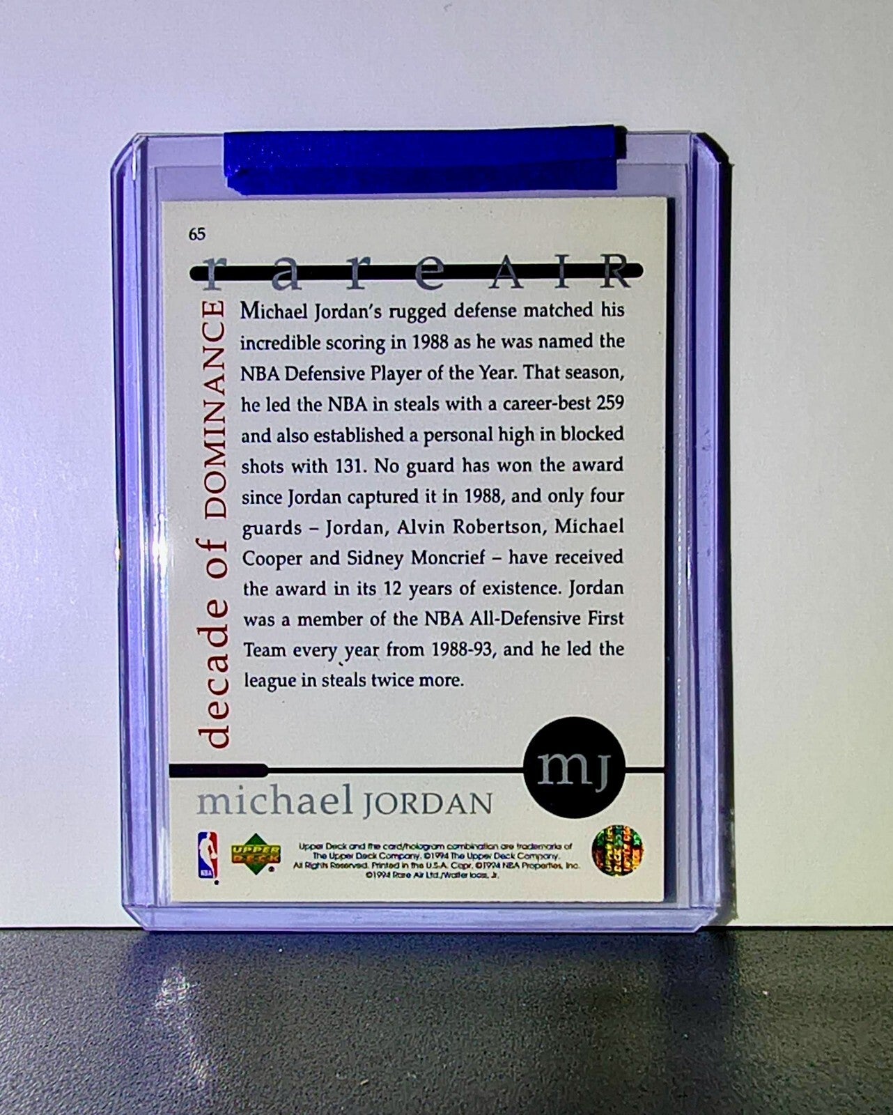 Michael Jordan 1994 Upper Deck Rare Air MJ Decade of Dominance #65 Card Bulls
