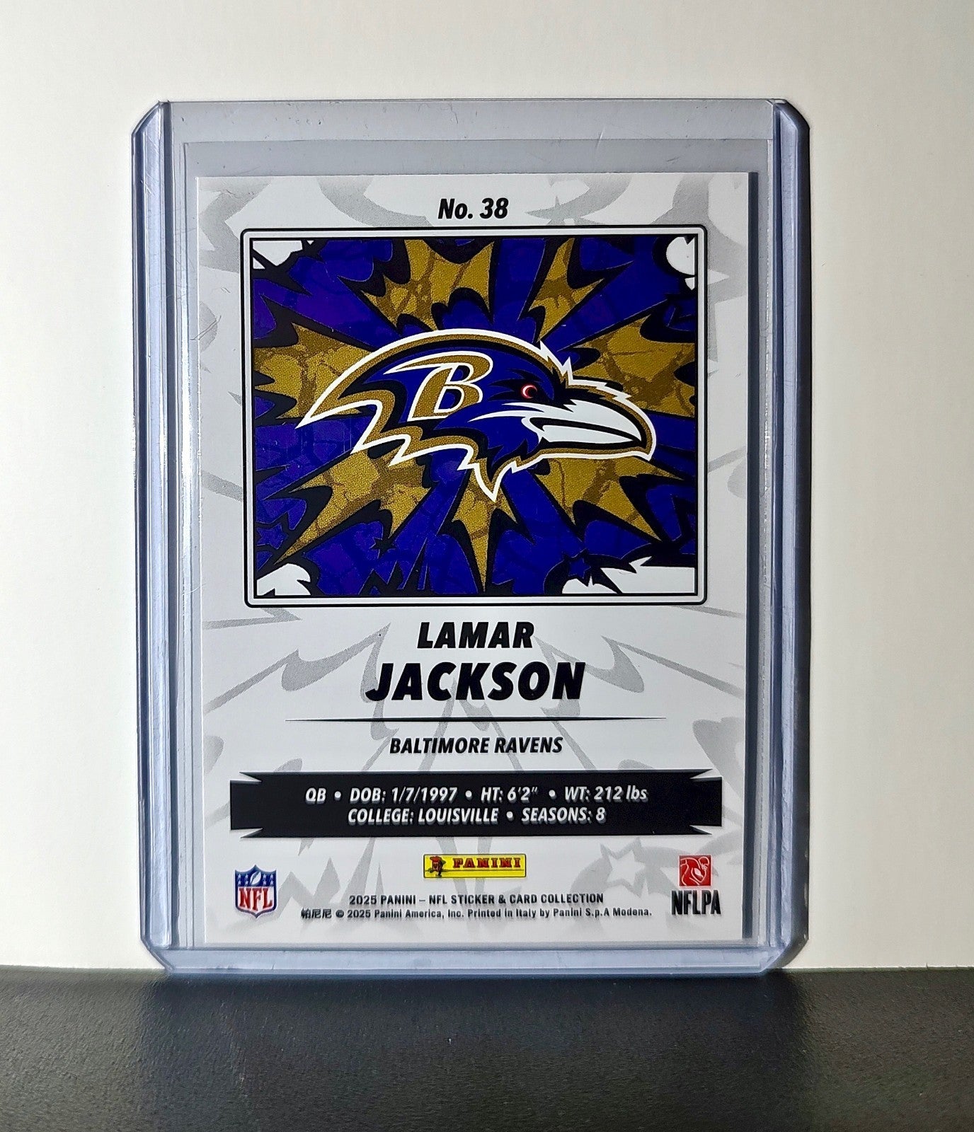 Lamar Jackson 2025 Panini NFL #38 Sticker Card Baltimore Ravens