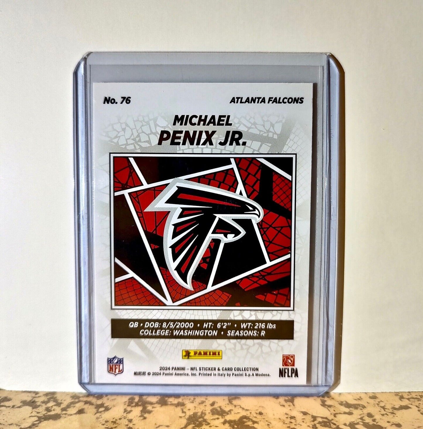 Michael Penix Jr. 2024 Panini NFL #76 Silver Foil Rookie Sticker Card Falcons