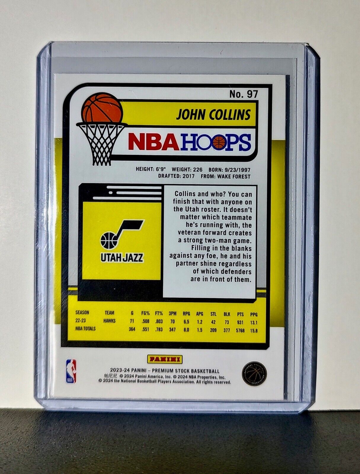 John Collins 2023-24 Panini Premium Stock NBA Hoops #97 Card Utah Jazz