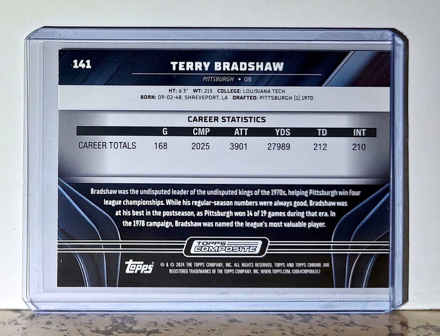 Terry Bradshaw 2023 Topps Chrome Black NFL 141 Football Card Pittsburgh Steelers