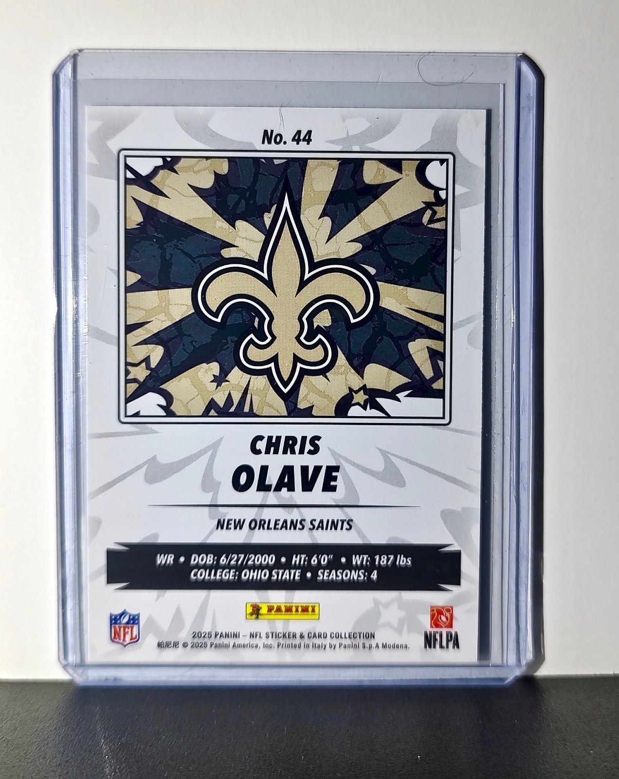 Chris Olave 2025 Panini NFL #44 Foil Sticker Card New Orleans Saints