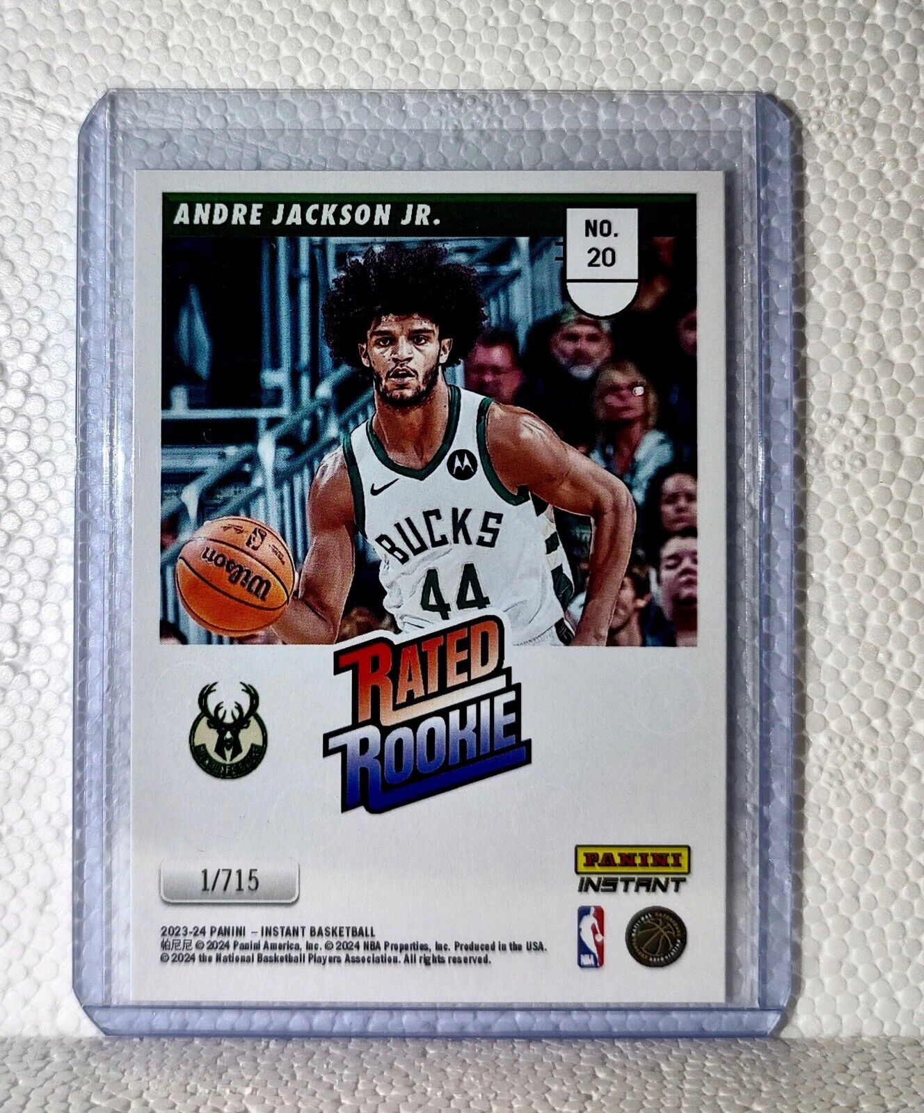 Andre Jackson Jr. 2023-24 Panini NBA #20 Rated Rookie Retro Card Bucks 1/715