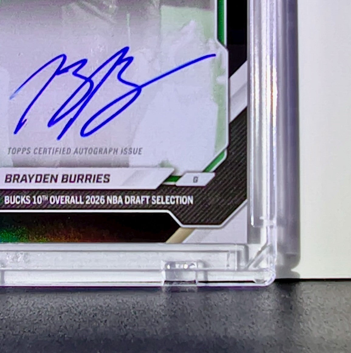 Brayden Burries 2026 Rookie NBA Topps Draft #BBUR-A Autograph Card Bucks 01/10