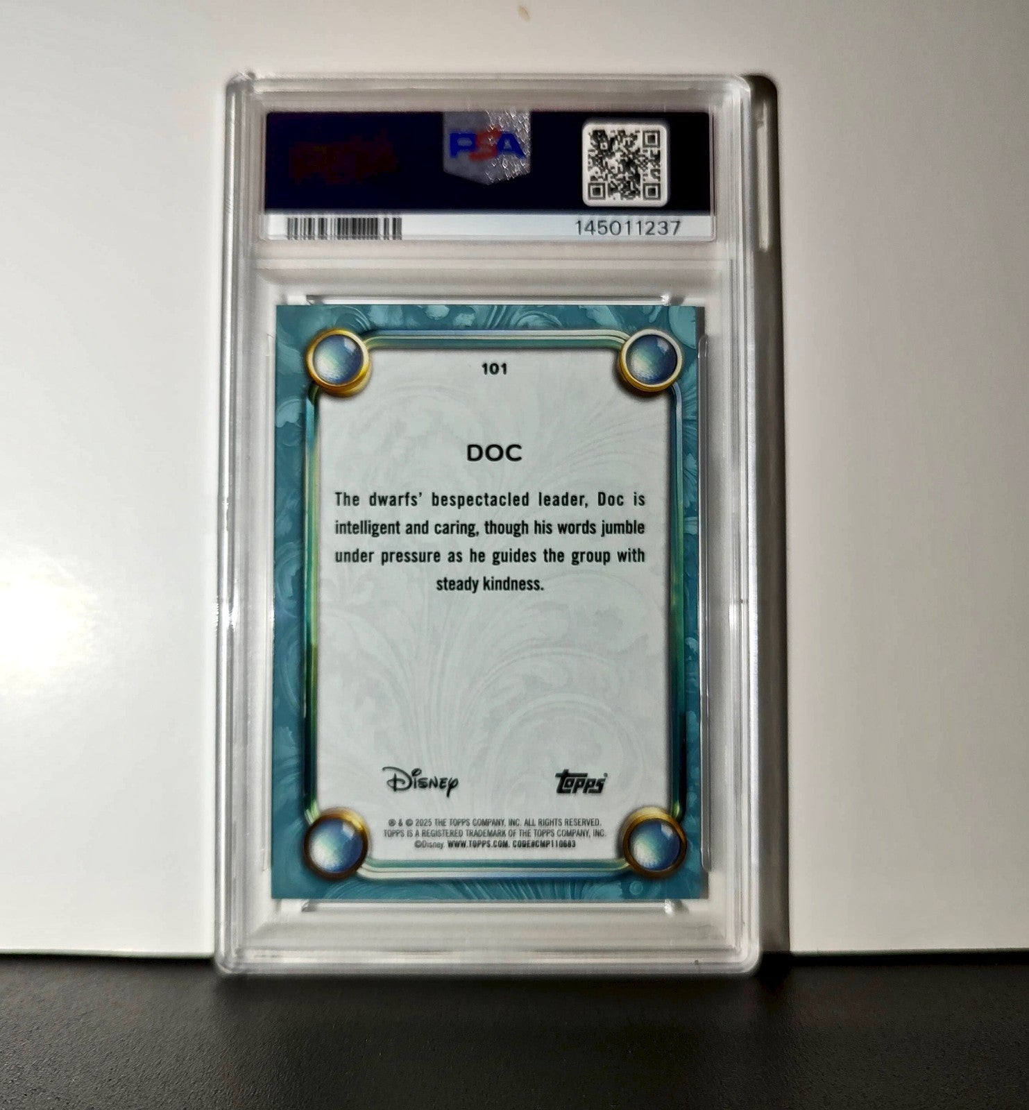 Doc 2025 Topps Disney #101 Diamond Card Snow White and the Seven Dwarfs PSA 8