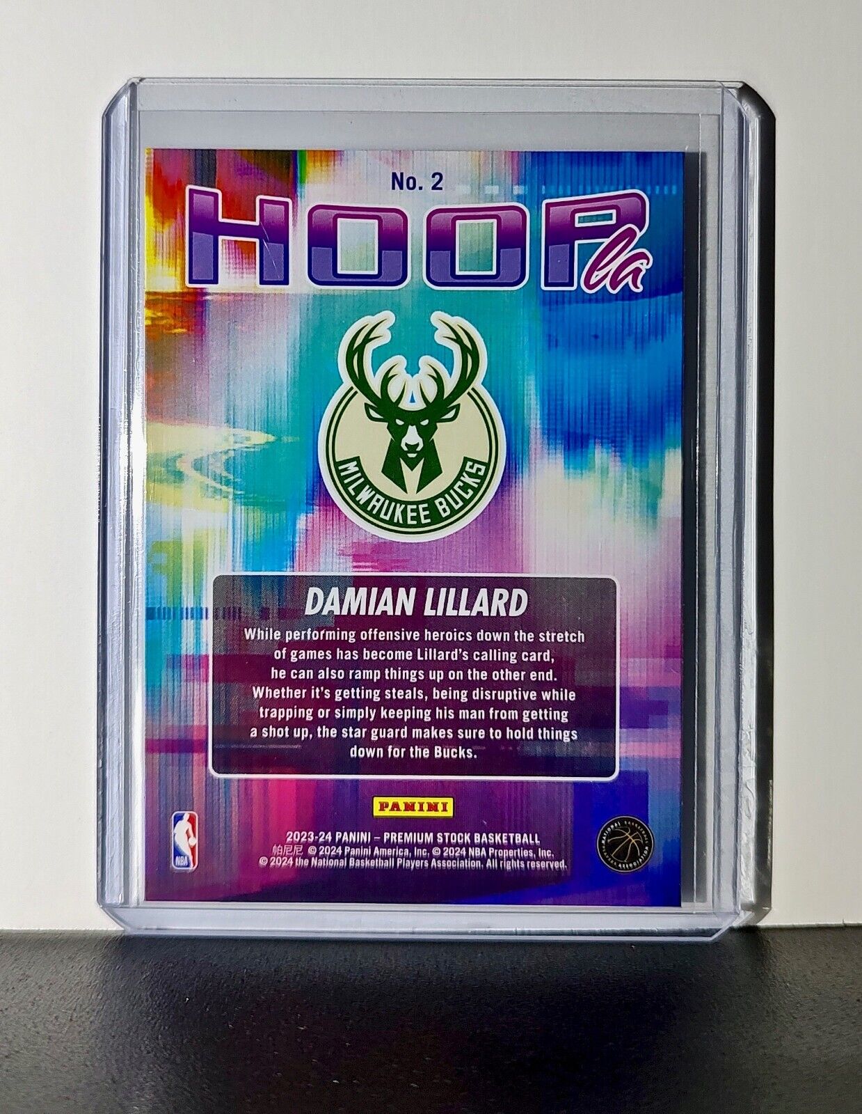 Damian Lillard 2023-24 Panini Premium Stock NBA Hoops #2 Hoopla Card Bucks