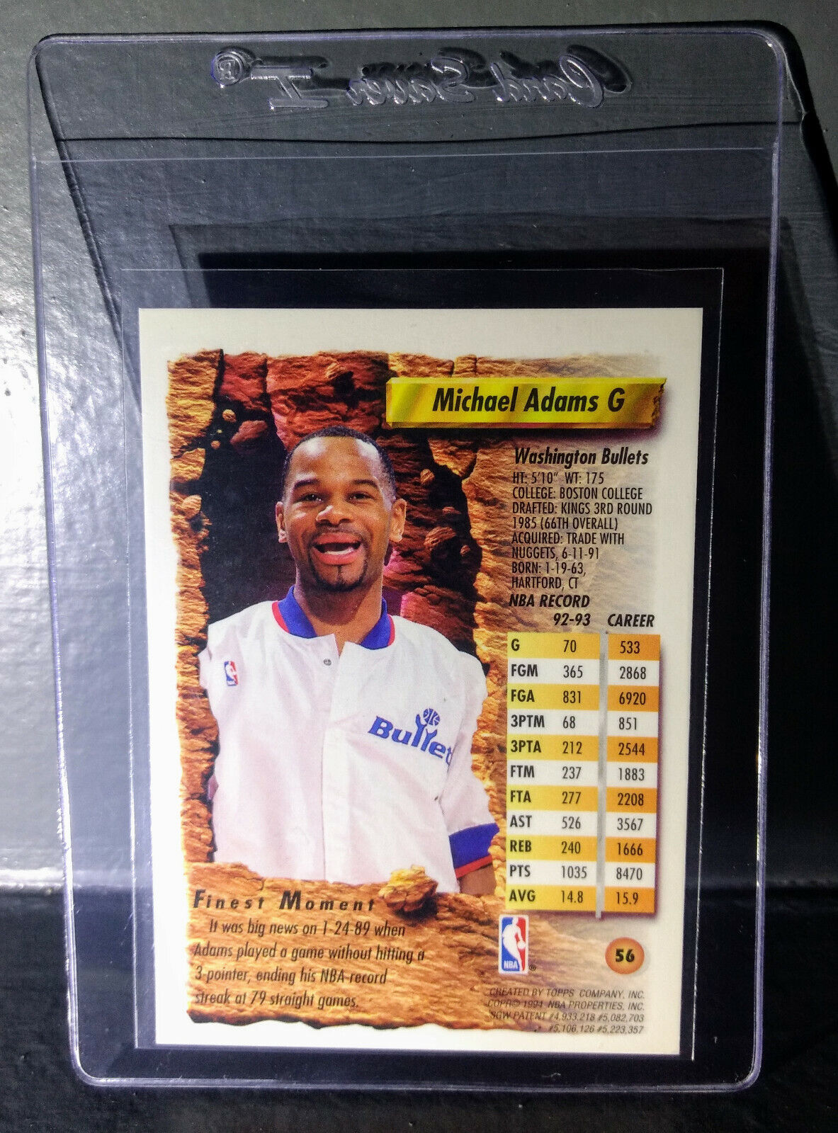 1993-94 Topps Finest Michael Adams #56 Basketball Card